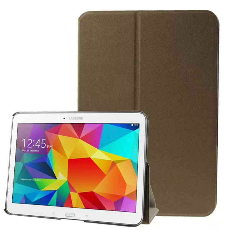 Frosted Texture Flip Leather Case with Holder for Samsung Galaxy Tab 4 10.1 / SM-T530 (Brown)