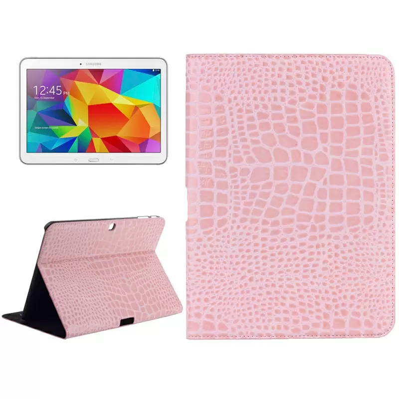 Crocodile Texture Leather Case with Holder for Samsung Galaxy Tab 4 10.1 / SM-T530 (Pink)