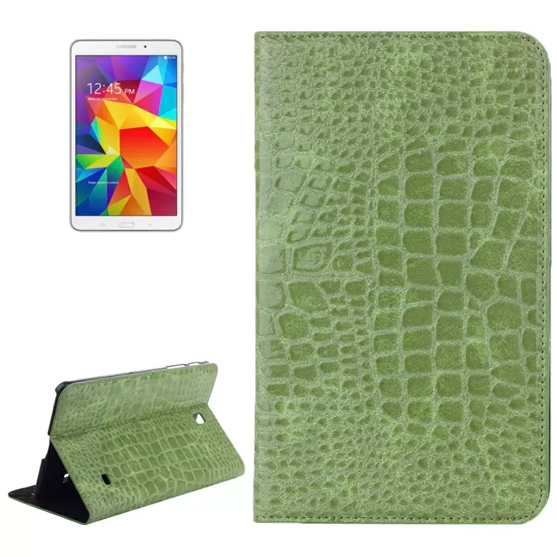 Crocodile Texture Leather Case with Holder for Samsung Galaxy Tab 4 8.0 / T330 (Green)