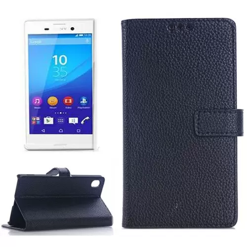 Nahkainen suojakotelo Sony Xperia M4 Aqua, musta