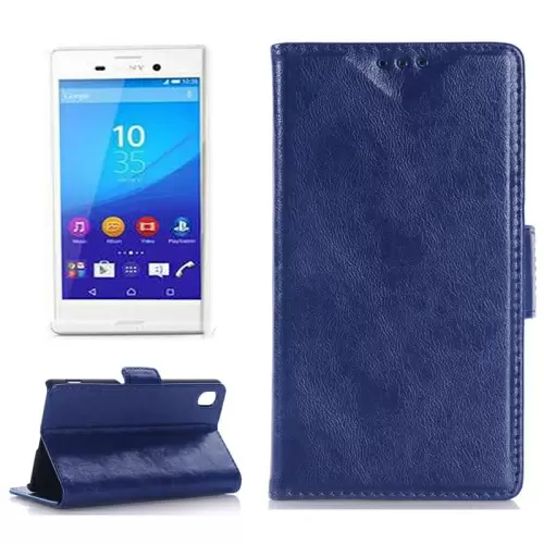 Nahkainen suojakotelo Sony Xperia M4 Aqua, tummansininen