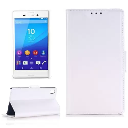 Nahkainen suojakotelo Sony Xperia M4 Aqua, valkoinen