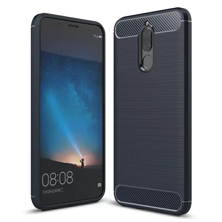 Huawei Mate 10 Lite suojakuori, harjattu hiilikuitu (Tummansininen)