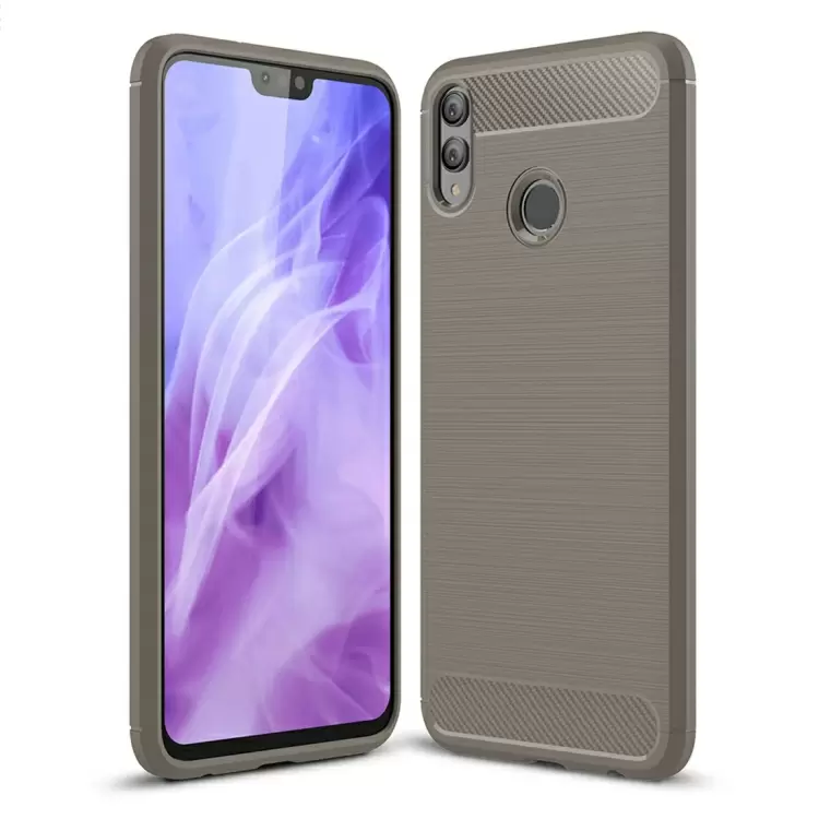 Honor 8X iskunkestävä TPU-suojakotelo, harjattu hiilikuitu (Harmaa)