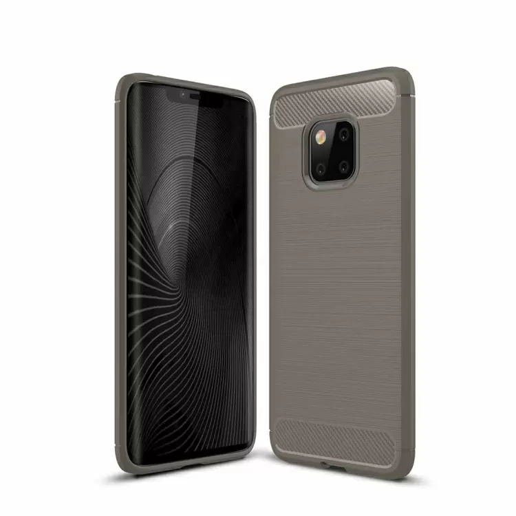 Huawei Mate 20 Pro, iskunkestävä TPU-suojakotelo, harjattu hiilikuitu (Harmaa)