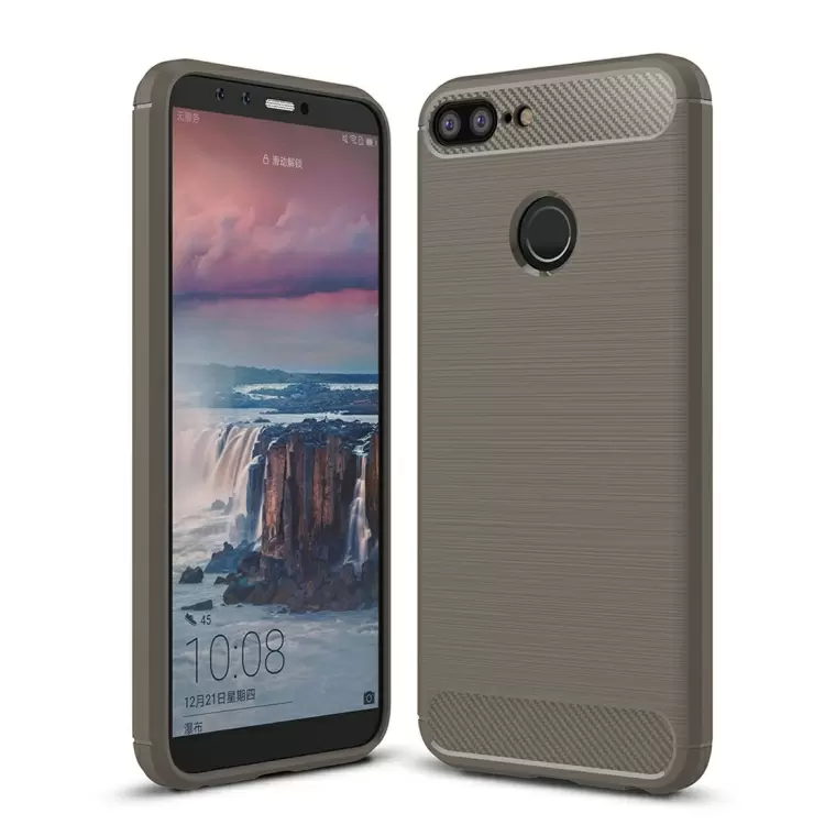 Huawei Honor 9 Lite TPU-takakansi, harjattu hiilikuitu (Harmaa)
