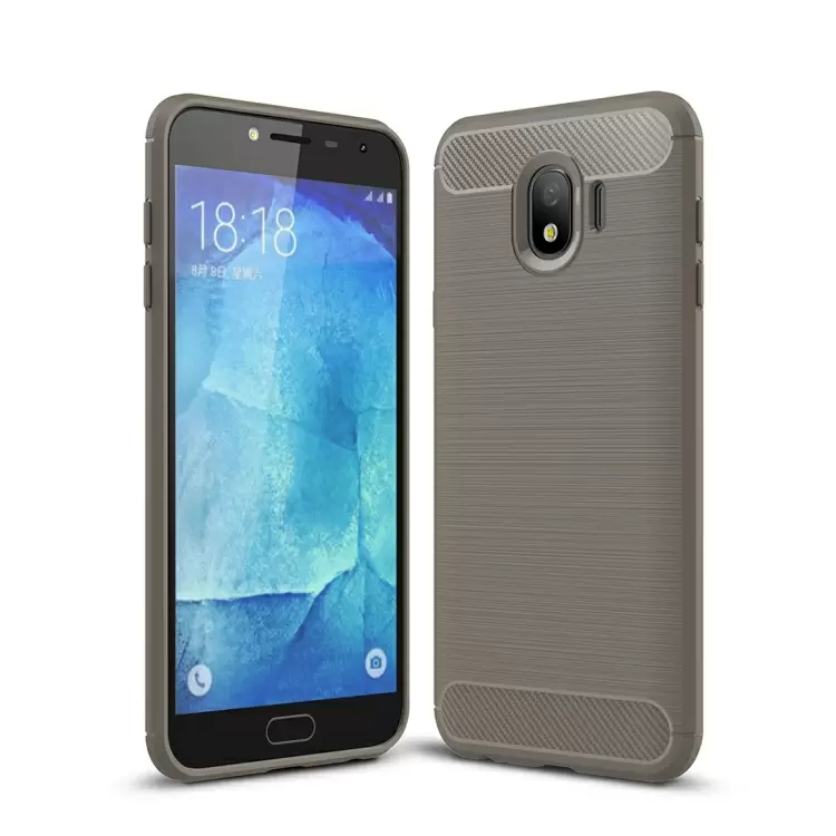 Galaxy J4 2018 TPU-suojakotelo, harjattu hiilikuitu (Harmaa)