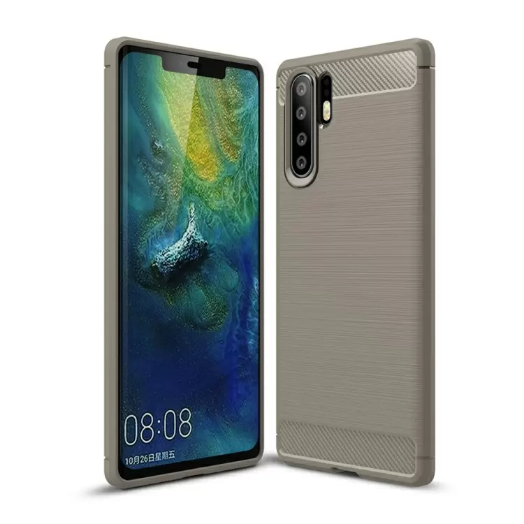 Harjattu hiilikuitu suojakotelo Huawei P30 Pro: lle (harmaa)