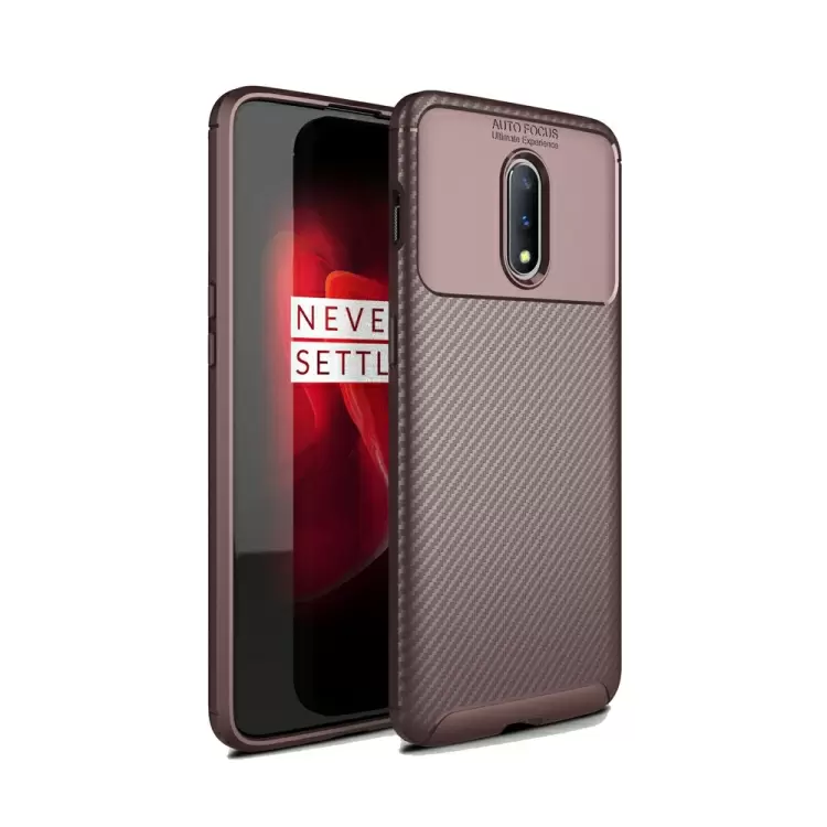 OnePlus 7 Pro hiilikuitu suojakuori (ruskea)