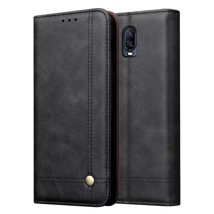 OnePlus 6T nahkainen suojakotelo (Musta)