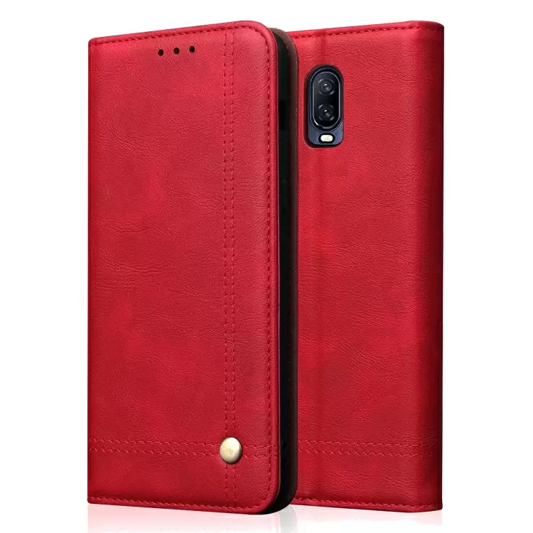 OnePlus 6T nahkainen suojakotelo (Punainen)