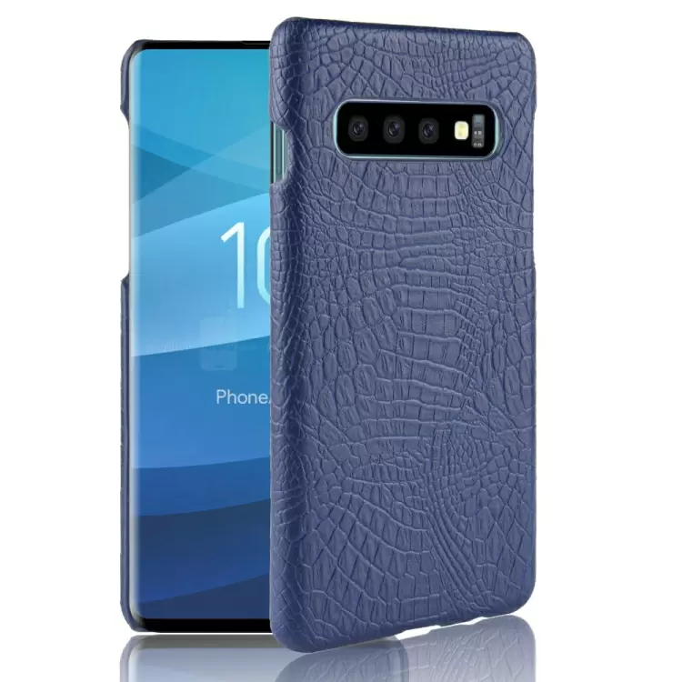 Samsung Galaxy S10 suojakotelo, krokotiilikuvio (sininen)