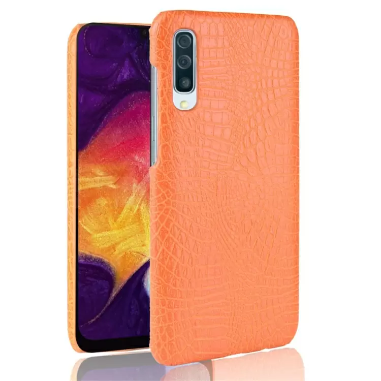 Samsung Galaxy A50 PC + PU-kotelo, krokotiilikuvio (Keltainen)