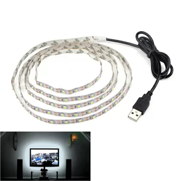 LED-valonauha television, USB, 5 m, valkoinen valo