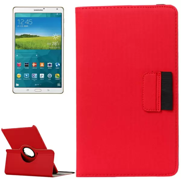Cloth Texture 360 Degree Rotation Leather Case with Card Slot & Wallet & Holder for Samsung Galaxy Tab S 8.4 / T700(Red)