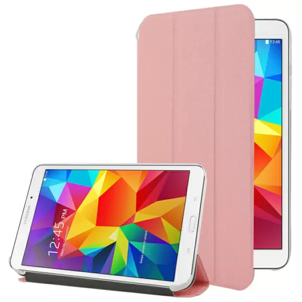 Frosted Texture Flip Leather + Transparent Trosted Plastic Case with Holder for Samsung GALAXY Tab 4 / T330 (Pink)