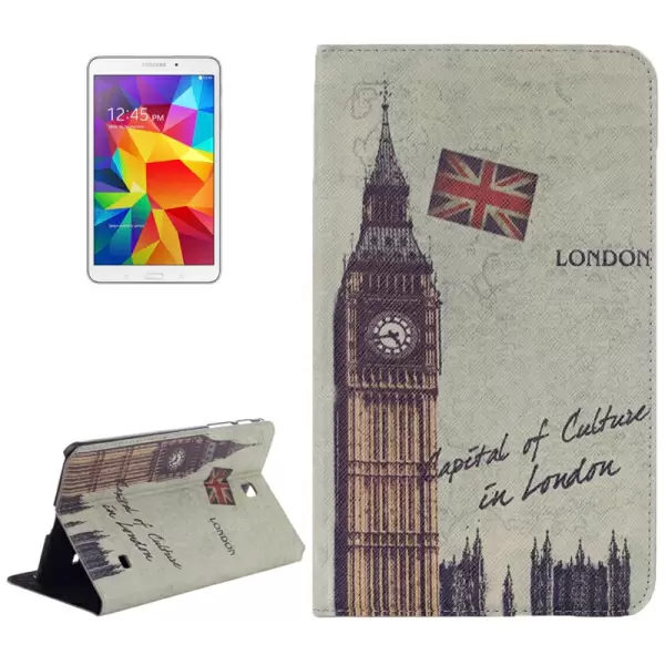 Big Ben Pattern Leather Case with Holder for Samsung Galaxy Tab 4 8.0 / T330