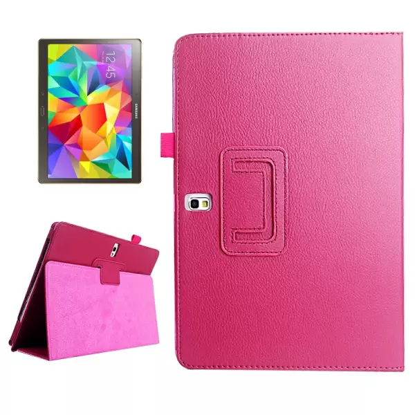 Lichee Texture Horizontal Flip Leather Case with Holder for Samsung Galaxy Tab S 10.5 / T800(Magenta)