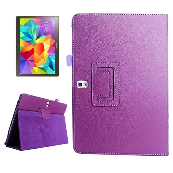 Lichee Texture Horizontal Flip Leather Case with Holder for Samsung Galaxy Tab S 10.5 / T800(Purple)