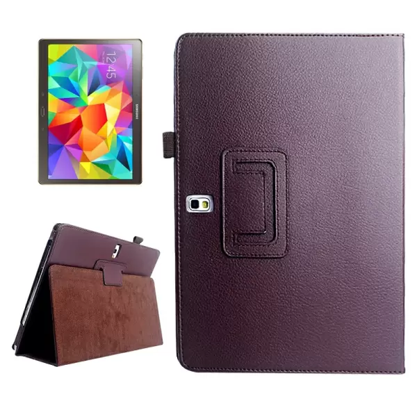 Lichee Texture Horizontal Flip Leather Case with Holder for Samsung Galaxy Tab S 10.5 / T800(Brown)