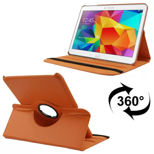 360 Degree Rotatable Litchi Texture Leather Case with 2-angle Viewing Holder for Samsung Galaxy Tab 4 10.1 / SM-T530 (Orange)