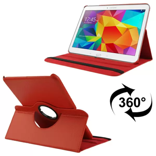 360 Degree Rotatable Litchi Texture Leather Case with 2-angle Viewing Holder for Samsung Galaxy Tab 4 10.1 / SM-T530 (Red)