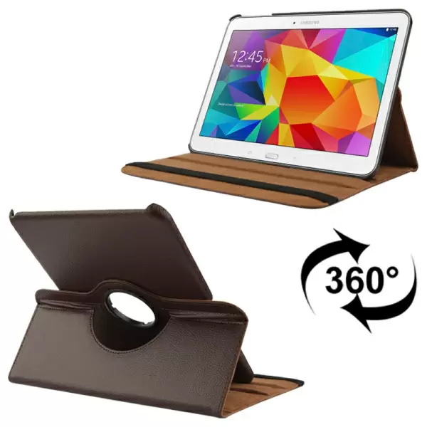 360 Degree Rotatable Litchi Texture Leather Case with 2-angle Viewing Holder for Samsung Galaxy Tab 4 10.1 / SM-T530 (Brown)
