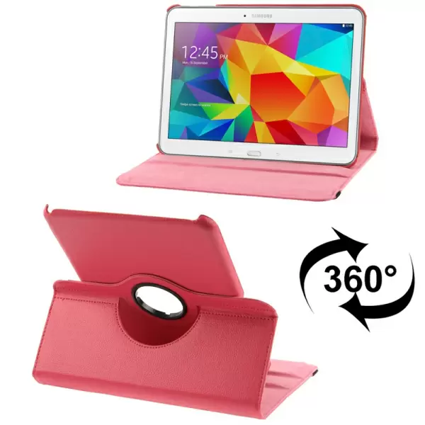 360 Degree Rotatable Litchi Texture Leather Case with 2-angle Viewing Holder for Samsung Galaxy Tab 4 10.1 / SM-T530 (Magenta)