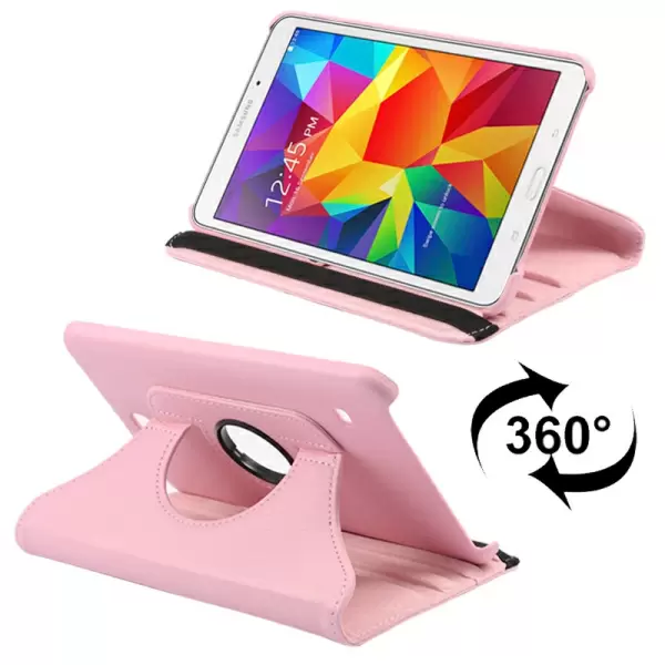 360 Degree Rotatable Litchi Texture Leather Case with 2-angle Viewing Holder for Samsung Galaxy Tab 4 8.0 / SM-T330(Pink)