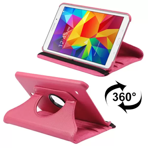 360 Degree Rotatable Litchi Texture Leather Case with 2-angle Viewing Holder for Samsung Galaxy Tab 4 8.0 / SM-T330(Magenta)