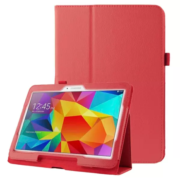 Litchi Texture Flip Leather Case with Holder for Samsung Galaxy Tab 4 10.1 / T530 (Red)