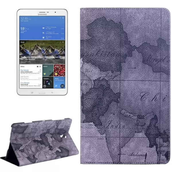 World Map Pattern Flip Leather Case with Holder for Samsung Galaxy Tab S 8.4 / T700, Random Delivery (Grey)