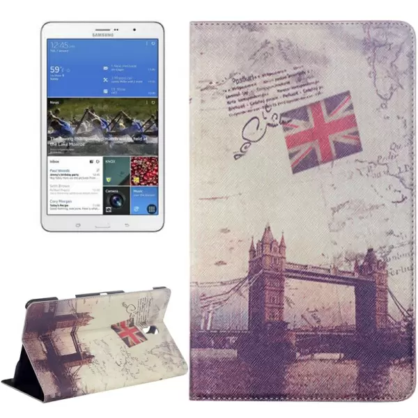 London Bridge Pattern Flip Leather Case with Holder for Samsung Galaxy Tab S 8.4 / T700