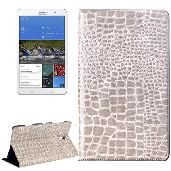 Crocodile Texture Flip Leather Case with Holder for Samsung Galaxy Tab S 8.4 / T700 (Light Grey)