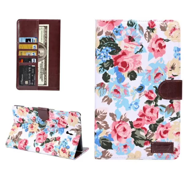 Flowers Pattern Horizontal Flip Leather Case with Card Slot & Wallet & Holder for Samsung Galaxy Tab S 8.4 / T700(White)