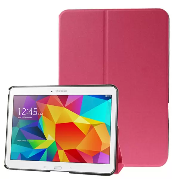 Frosted Texture Flip Leather Case with Holder for Samsung Galaxy Tab 4 10.1 / SM-T530 (Magenta)