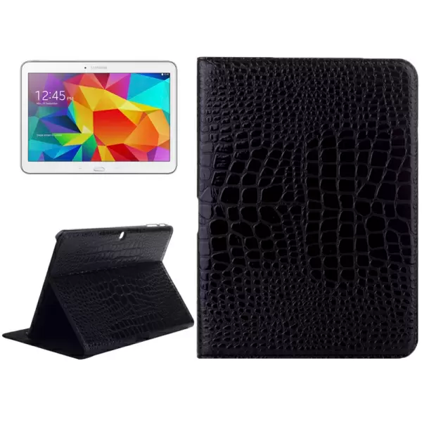 Crocodile Texture Leather Case with Holder for Samsung Galaxy Tab 4 10.1 / SM-T530 (Black)