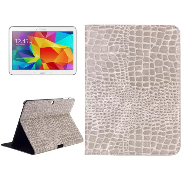 Crocodile Texture Leather Case with Holder for Samsung Galaxy Tab 4 10.1 / SM-T530 (Grey)