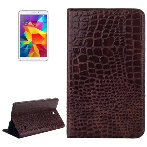 Crocodile Texture Leather Case with Holder for Samsung Galaxy Tab 4 8.0 / T330 (Coffee)