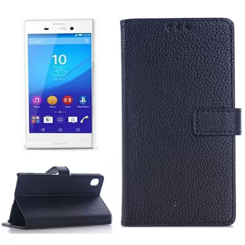 Nahkainen suojakotelo Sony Xperia M4 Aqua, musta