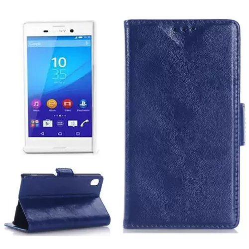 Nahkainen suojakotelo Sony Xperia M4 Aqua, tummansininen
