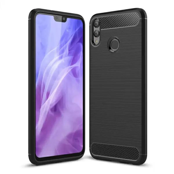 Honor 8X iskunkestävä TPU-suojakotelo, harjattu hiilikuitu (Musta)