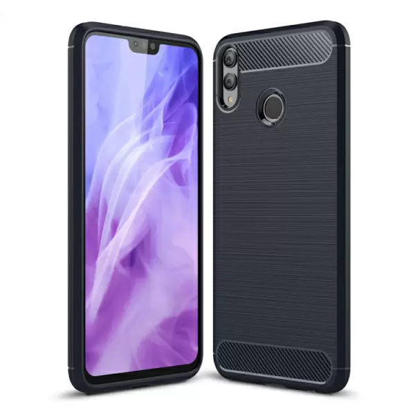 Honor 8X iskunkestävä TPU-suojakotelo, harjattu hiilikuitu (Tummansininen)