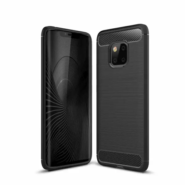 Huawei Mate 20 Pro, iskunkestävä TPU-suojakotelo, harjattu hiilikuitu (Musta)