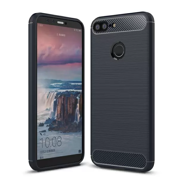 Huawei Honor 9 Lite TPU-takakansi, harjattu hiilikuitu (Tummansininen)