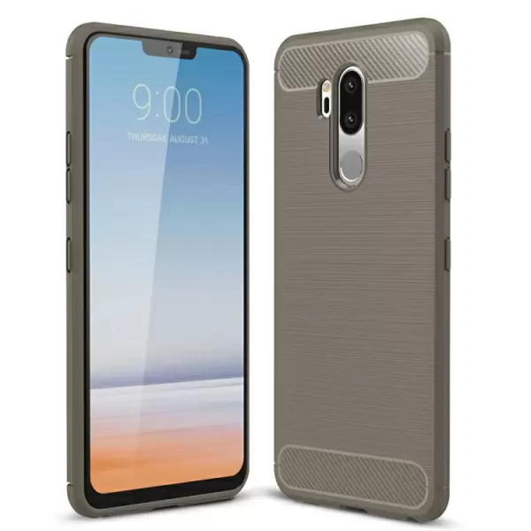 LG G7 ThinQ TPU-suojakuori, harjattu hiilikuitu (Harmaa)