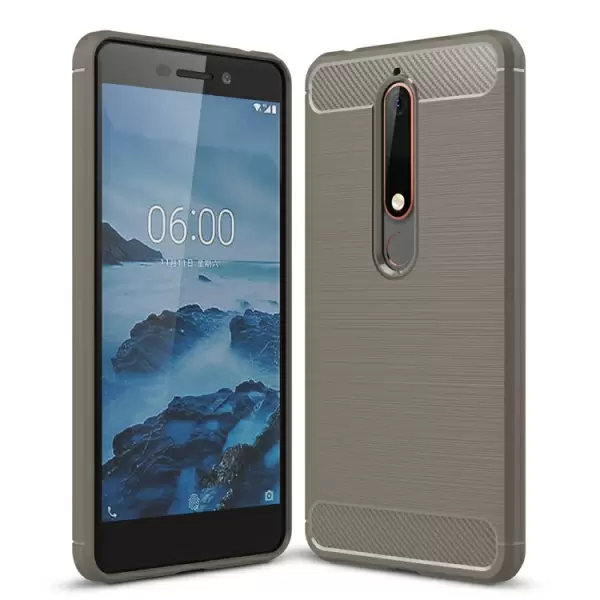 Nokia 6 (2018)/ 6.1 hiilikuitu suojakuori, harmaa