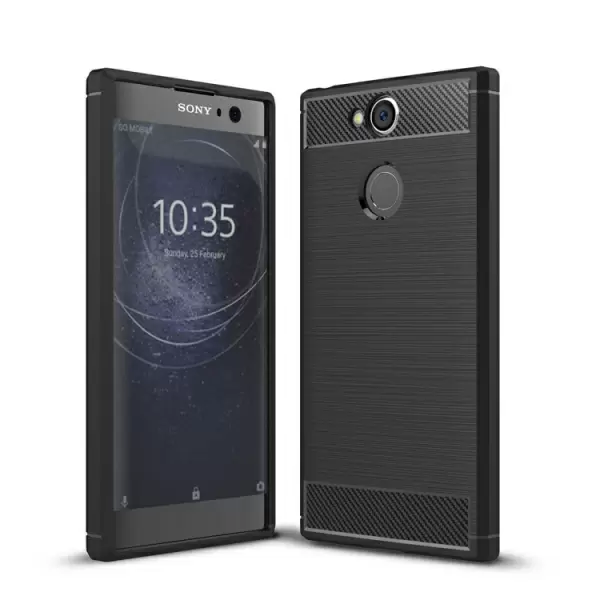 Sony Xperia XA2 TPU-suojakansi, harjattu hiilikuitu (Musta)