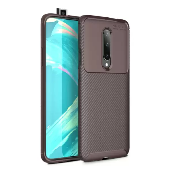 OnePlus 7 hiilikuitu suojakuori (ruskea)