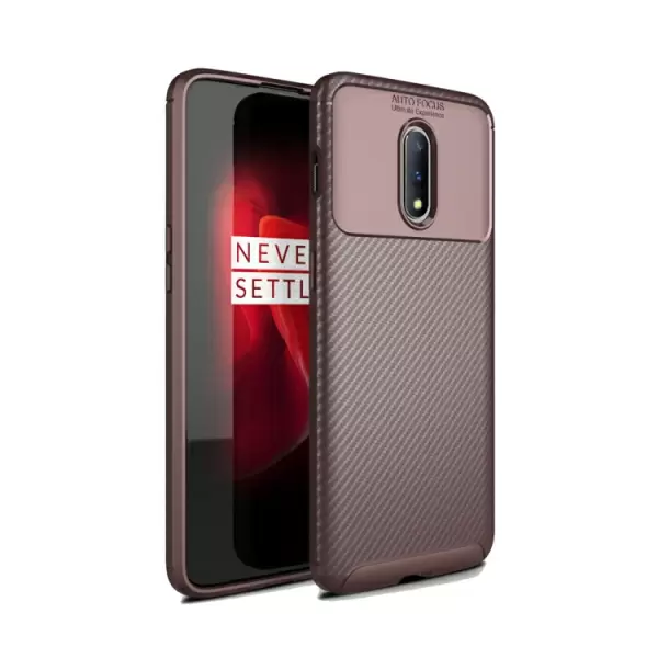 OnePlus 7 Pro hiilikuitu suojakuori (ruskea)